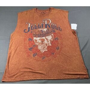 Jelly Roll Mens XL Muscle Tank Top Brown Mineral Wash Skull Heart‎ of Stone New
